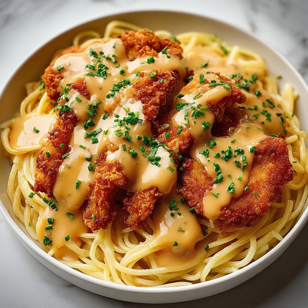 Crispy Chicken with Creamy Garlic Rosemary Pasta Recipe - Recipe Image