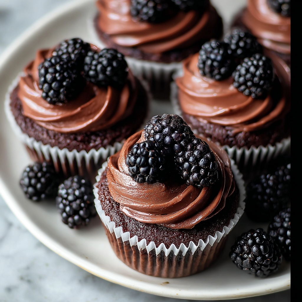 Dark Chocolate Blackberry Cupcakes Recipe - Recipe Image