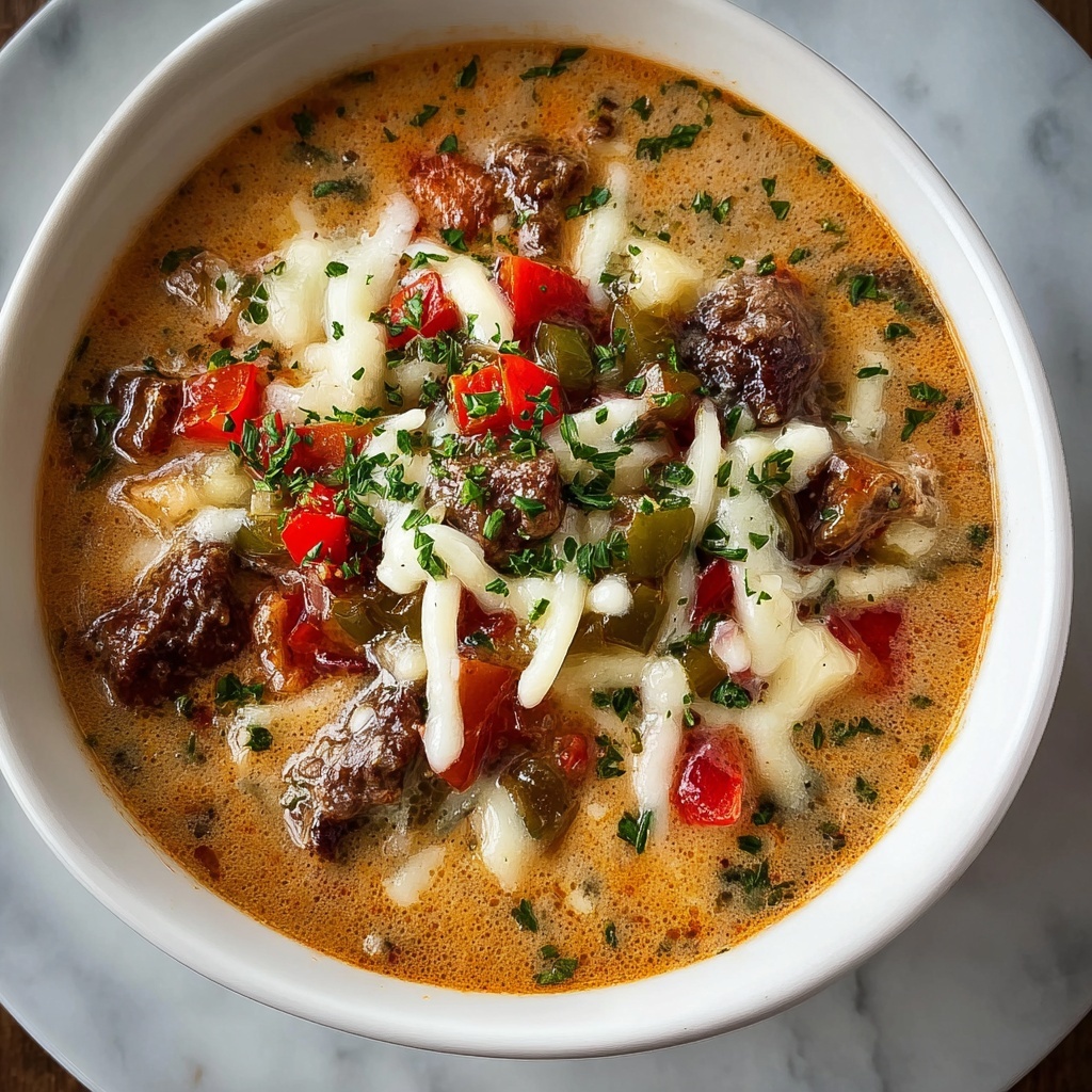 One-Pot Philly Cheesesteak Soup Recipe - Recipe Image