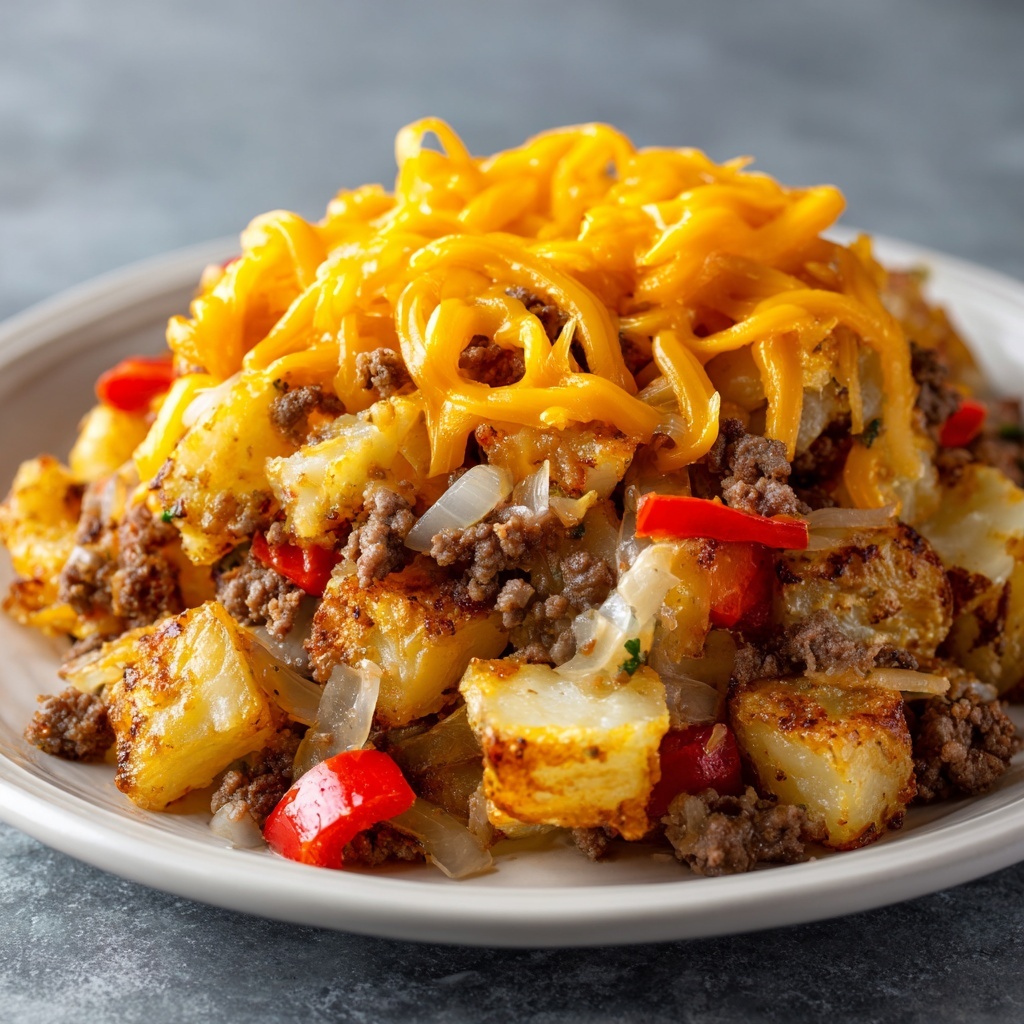Loaded Breakfast Hash with Eggs, Sausage, and Cheddar Recipe - Recipe Image