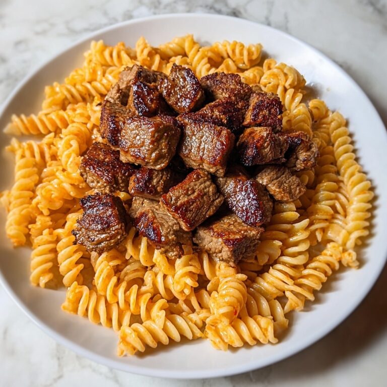 Cajun Steak Tips with Cheesy Parmesan Rotini Recipe