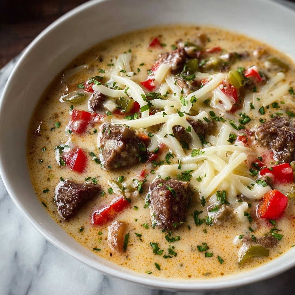 One-Pot Philly Cheesesteak Soup Recipe - Recipe Image